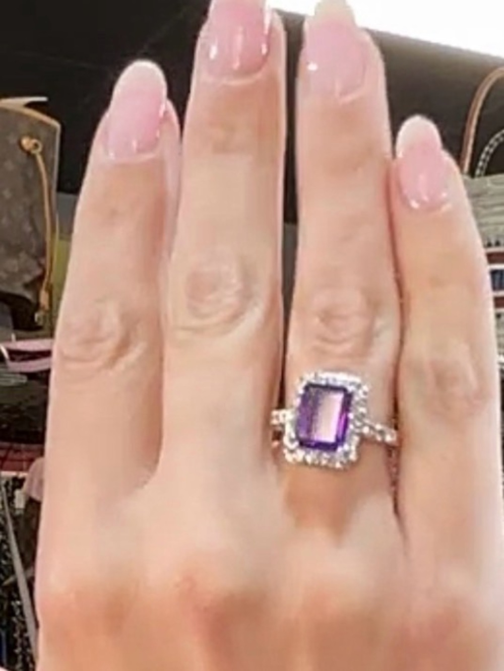 Natural Amethyst & Zircon 925 SS with gold overlay size 7